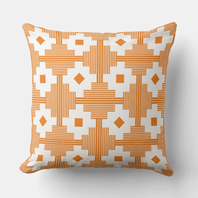 Coussin Motif 061214 - Blanc avec orange f17f18 (Recto)