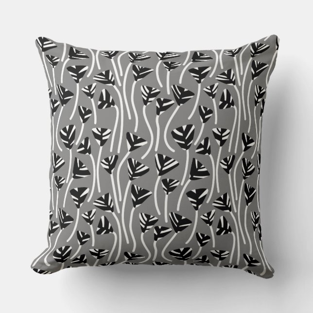Coussin Motif 210121 - Noir, Blanc et 50% Gris (Recto)