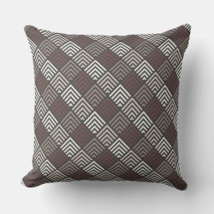 Coussin Motif à carreaux blanc/chocolat