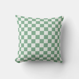 Coussin Motif à carreaux de brume d'eucalyptus