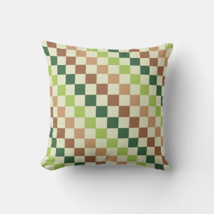 Coussin Motif à carreaux diagonaux arc-en-ciel terreux