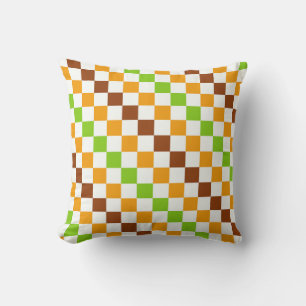 Coussin Motif à carreaux diagonaux en damier de récolte