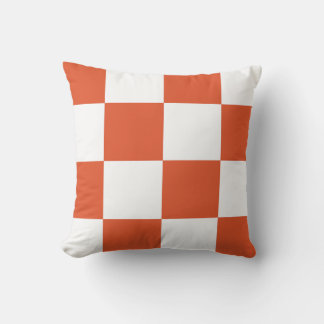 Coussin Motif à carreaux orange et blanc