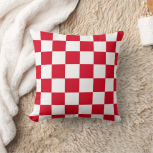Coussin Motif à carreaux rouge et blanc 