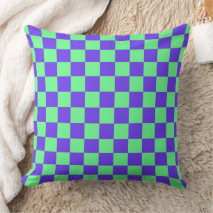 Coussin Motif à carreaux violet et vert