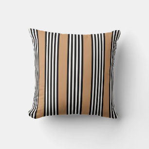 Coussin Motif à cinq bandes noir et blanc avec bronzage