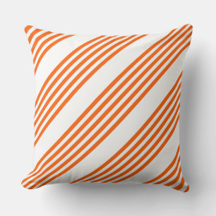 Coussin Motif à cinq bandes orange et blanc