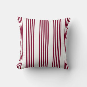 Coussin Motif à cinq bandes rouge et blanc bordeaux
