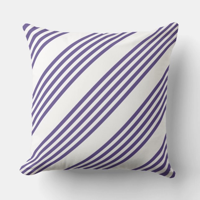 Coussin Motif à cinq bandes Ultra violet et blanc (Recto)
