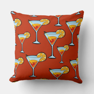 Coussin Motif à cocktails Dark Orange Martini