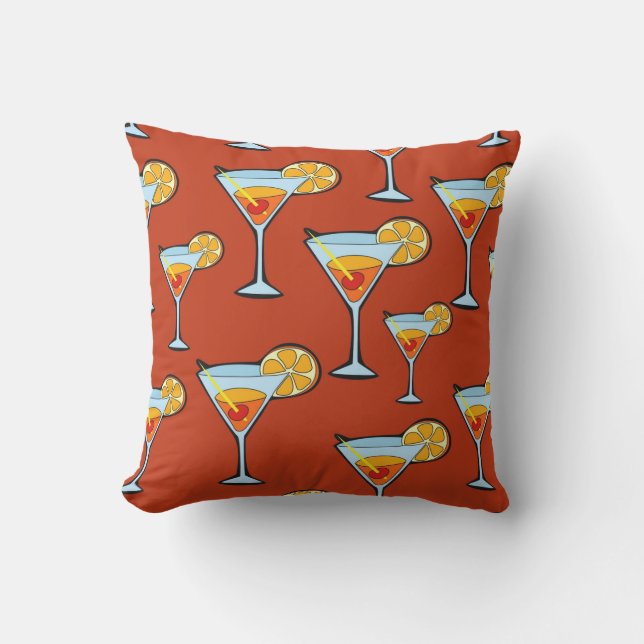 Coussin Motif à cocktails Dark Orange Martini (Recto)