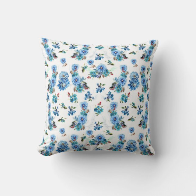 Coussin Motif à coulisse bleu aquarelle de maïs (Recto)