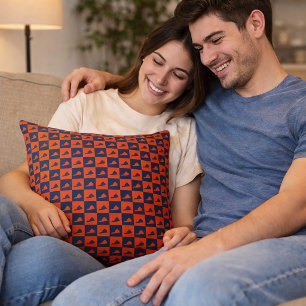 Coussin Motif à damier silhouette de Virginie Bleu Orange