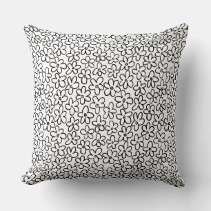 Coussin Motif à fleurs 080821 - Pilule à lancer noir et bl