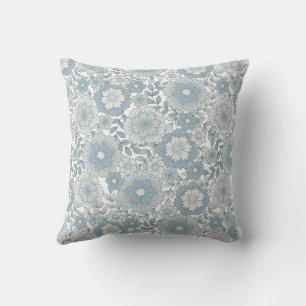 Coussin Motif à fleurs bleu Boho Retro