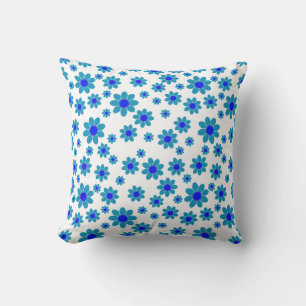 Coussin Motif à fleurs bleues   Motif de marguerite