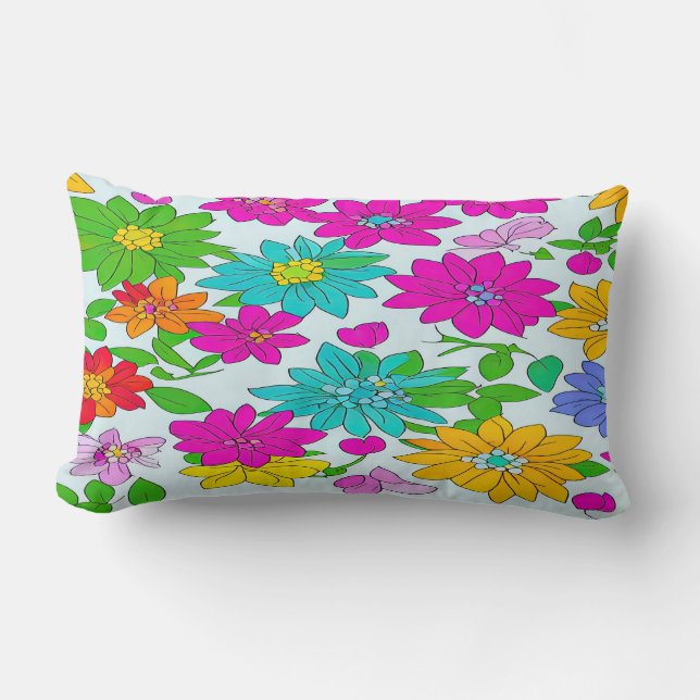 Coussin Motif à fleurs colorées (Recto)
