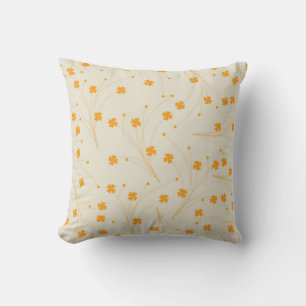Coussin Motif à fleurs les années 70 beige orange rétro Y2