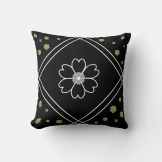 Coussin Motif à fleurs noir et blanc