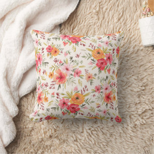 Coussin Motif à fleurs Orange Doodle Garden