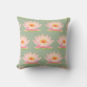 Coussin Motif à fleurs roses sur l'oreiller à lancer vert