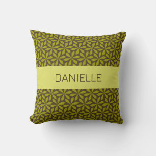 Coussin motif à fleurs vert olive