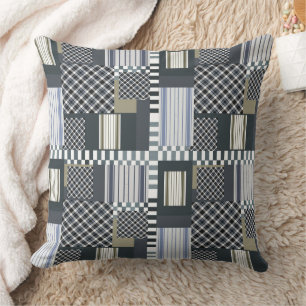 Coussin Motif à maquillage blanc gris rustique