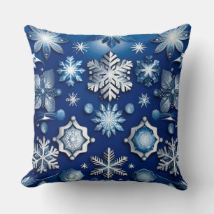 Coussin Motif à neige bleu