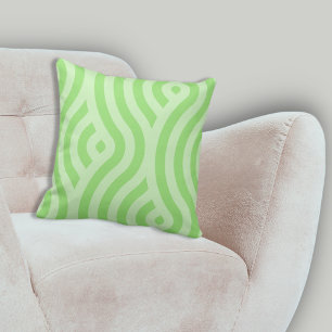 Coussin Motif à ondes rayées vert frais à deux tons