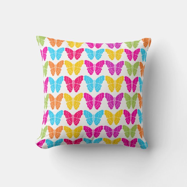 Coussin Motif à papillon arc-en-ciel mignon (Recto)