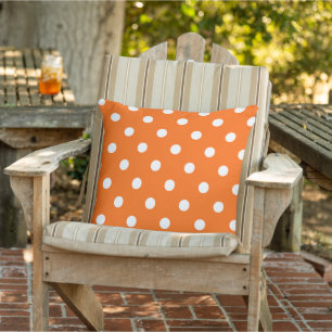 Coussin Motif À petits pois Blanc Sur Orange Citrouille