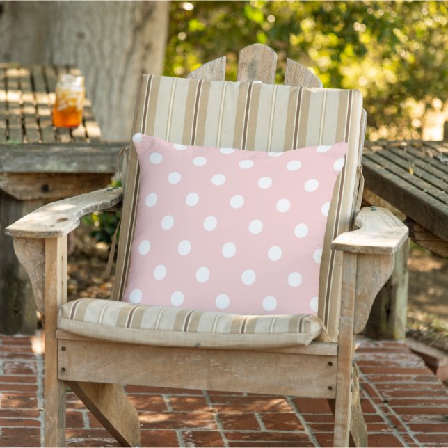 Coussin Motif À petits pois Blanc Sur Pastel Blush Pink (Chaise)