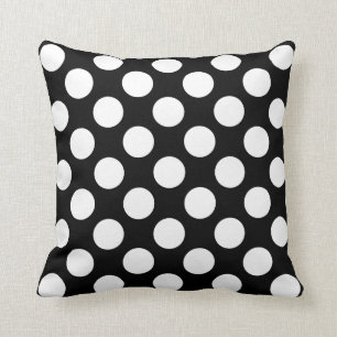 Coussin Motif à points Polka blanc et noir