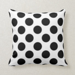 Coussin Motif à points Polka noir et blanc