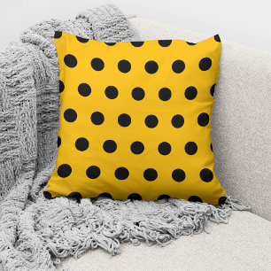Coussin Motif à pois jaunes et noirs modernes