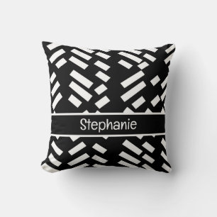 Coussin Motif à rayures diagonales minimalistes noires ave