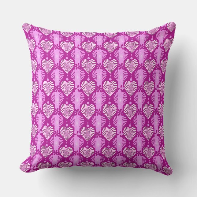 Coussin Motif à rayures verticales rose Crimson avec coeur (Recto)