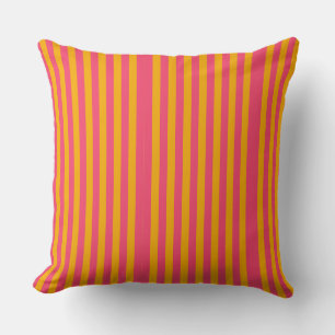 Coussin Motif à rayures verticales rose et orange