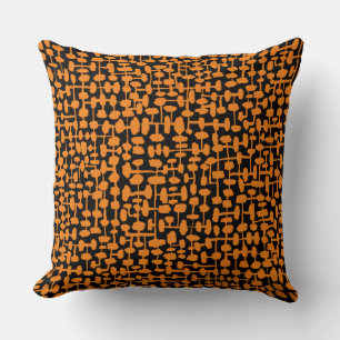 Coussin motif Abstrait 190621 Orange sur noir
