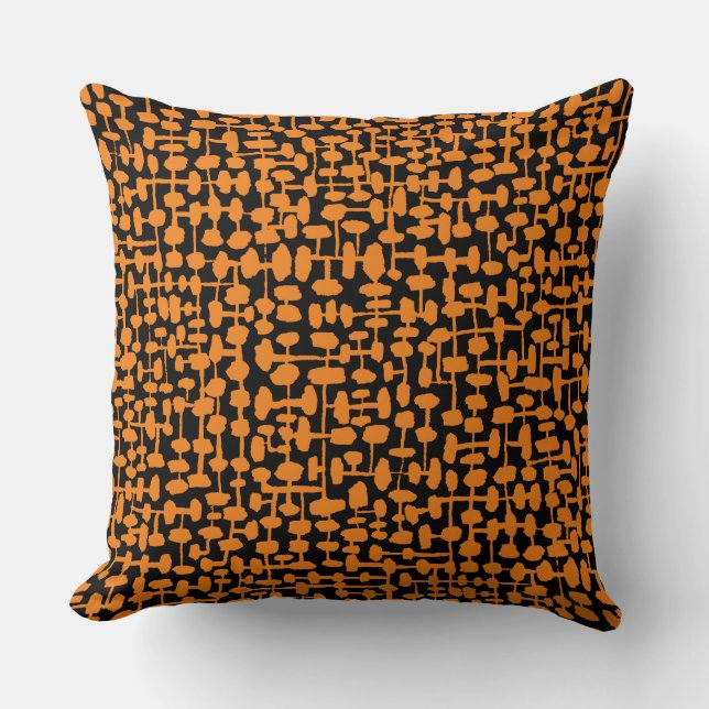 Coussin motif Abstrait 190621 Orange sur noir (Recto)