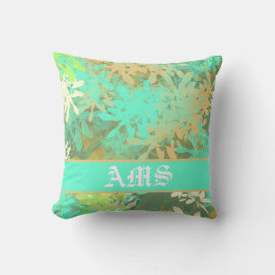 Coussin Motif Abstrait à feuilles vertes
