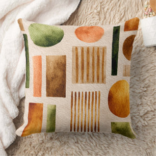 Coussin Motif Abstrait Aquarelle Terrienne - Boho Organiqu