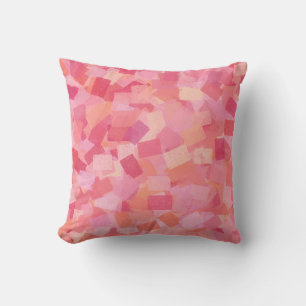 Coussin Motif Abstrait Cubiste Rose Orange