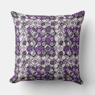 Coussin Motif abstrait de cercles violets, gris et noirs
