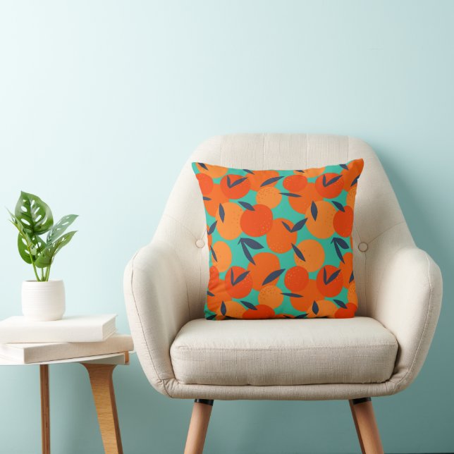 Coussin Motif Abstrait de fruits orange (Chaise)