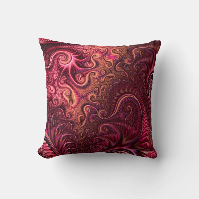 Coussin Motif Abstrait de spirale carmin bordeaux coloré (Recto)