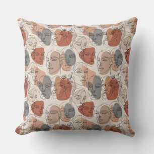 Coussin Motif abstrait de visage féminin