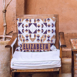 Coussin Motif abstrait esthétique violet et or