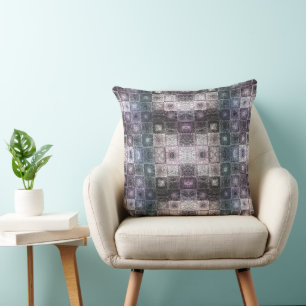 Coussin Motif Abstrait Géométrique avec Cubes en Fil de Fe