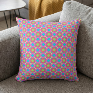 Coussin Motif Abstrait Géométrique Psychédélique Vibrant
